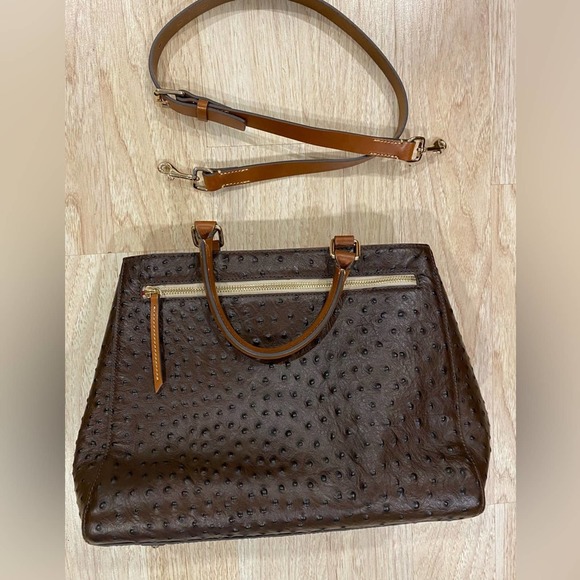 Dooney Bourke Exotic Leather Zippered Bag in Chocolate Brown - Picture 4 of 16